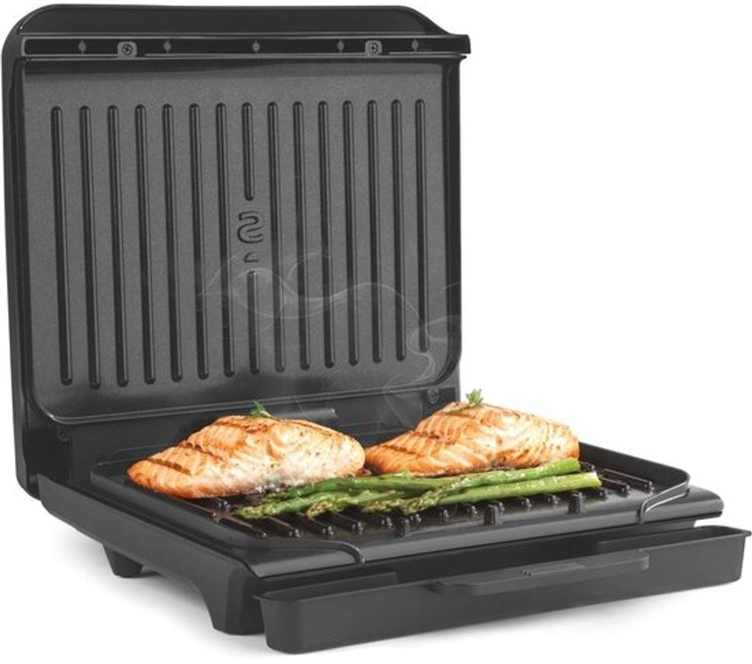 Compacte Gezondheidsgrill - Paninigrill voor binnen - Gezond grillen en koken - PFAS-vrij zwevend scharnier - 2 porties 850W - Zwart