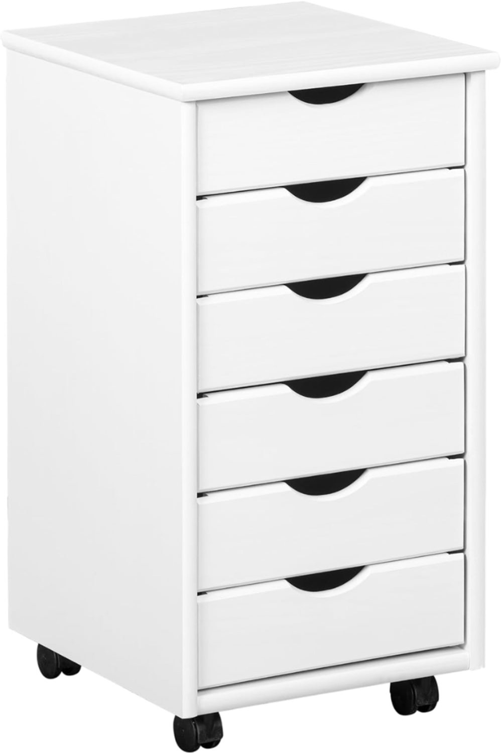 SNJY® Ladenkastje - Ladeblok - Ladekast - Nachtkastje - Met Wieltjes - 6 Laden - 40D x 35B x 65H cm - Wit