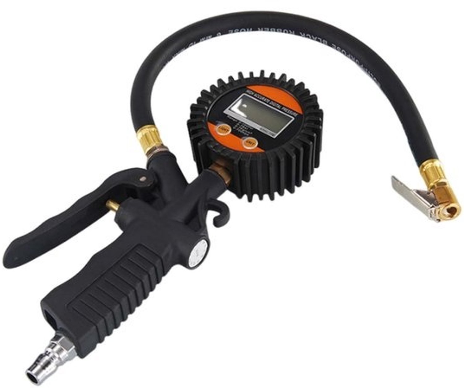 Bandencompressor - Luchtpomp voor banden - Voertuigonderhoud - Digitaal display - 24cm lengte - Zwart