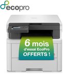 Witte Brother kleurenprinter met EcoPro-logo en een groen label: 6 mois d'essai EcoPro OFFERTS!.