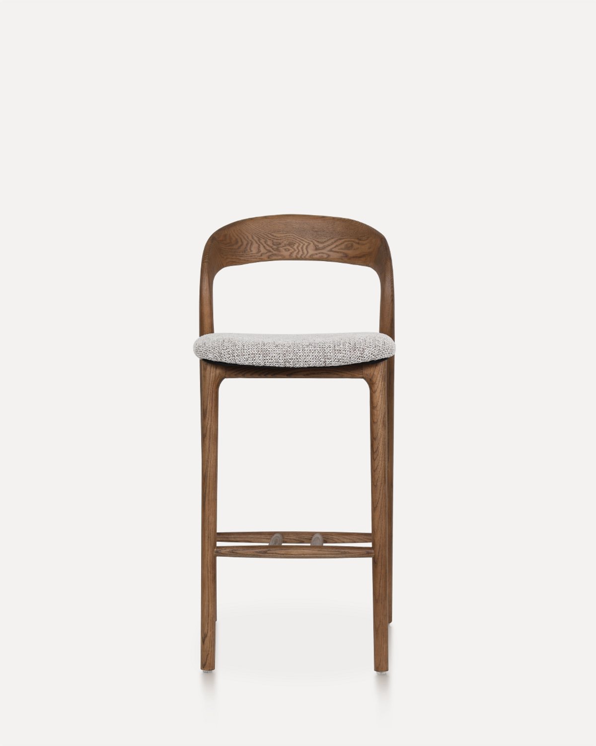 in& out door furniture Houten Barstoel Lilah Walnut/Wit, Tijdloos ontwerp, Massief hout frame, Gestoffeerde zitting