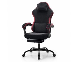 Gamingstoel - Ergonomische Bureaustoel - Met nek- en rugkussens - Met 360° draaibare zwenkwielen - Verstelbare Rugleuning - In hoogte verstelbaar - Met Armleuningen - Stevig en duurzaam - Zwart,rood