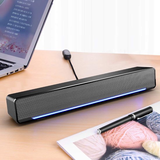 Soundbar Mini Luidspreker - Stereo Subwoofer - 3 Watt Vermogen - Kunststof - Voor Pc Laptop Smartphone Tablet - Muziekbox — afbeelding 2