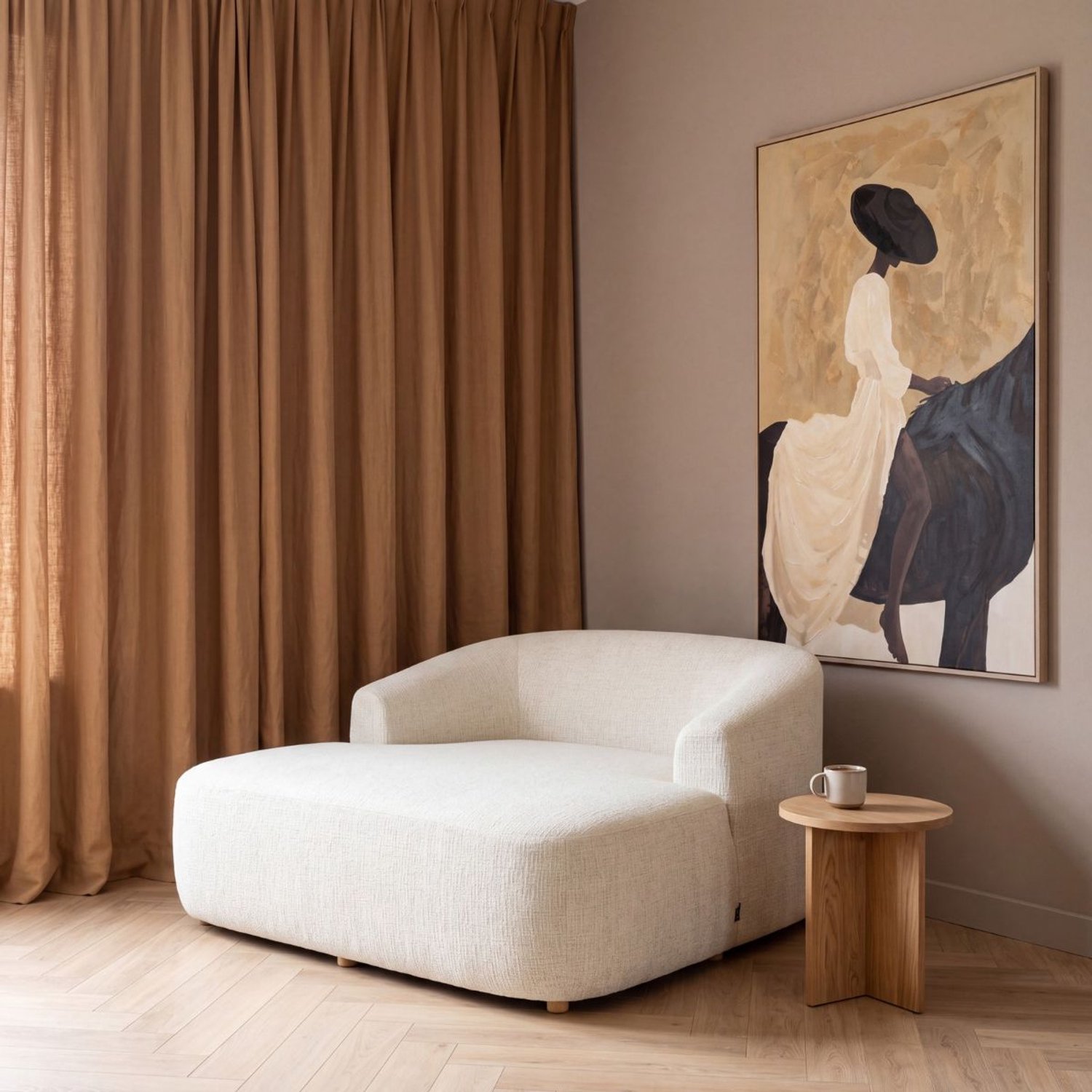 DÉJA Living Loveseat Sarah - Beige Stof - 145x145x72cm