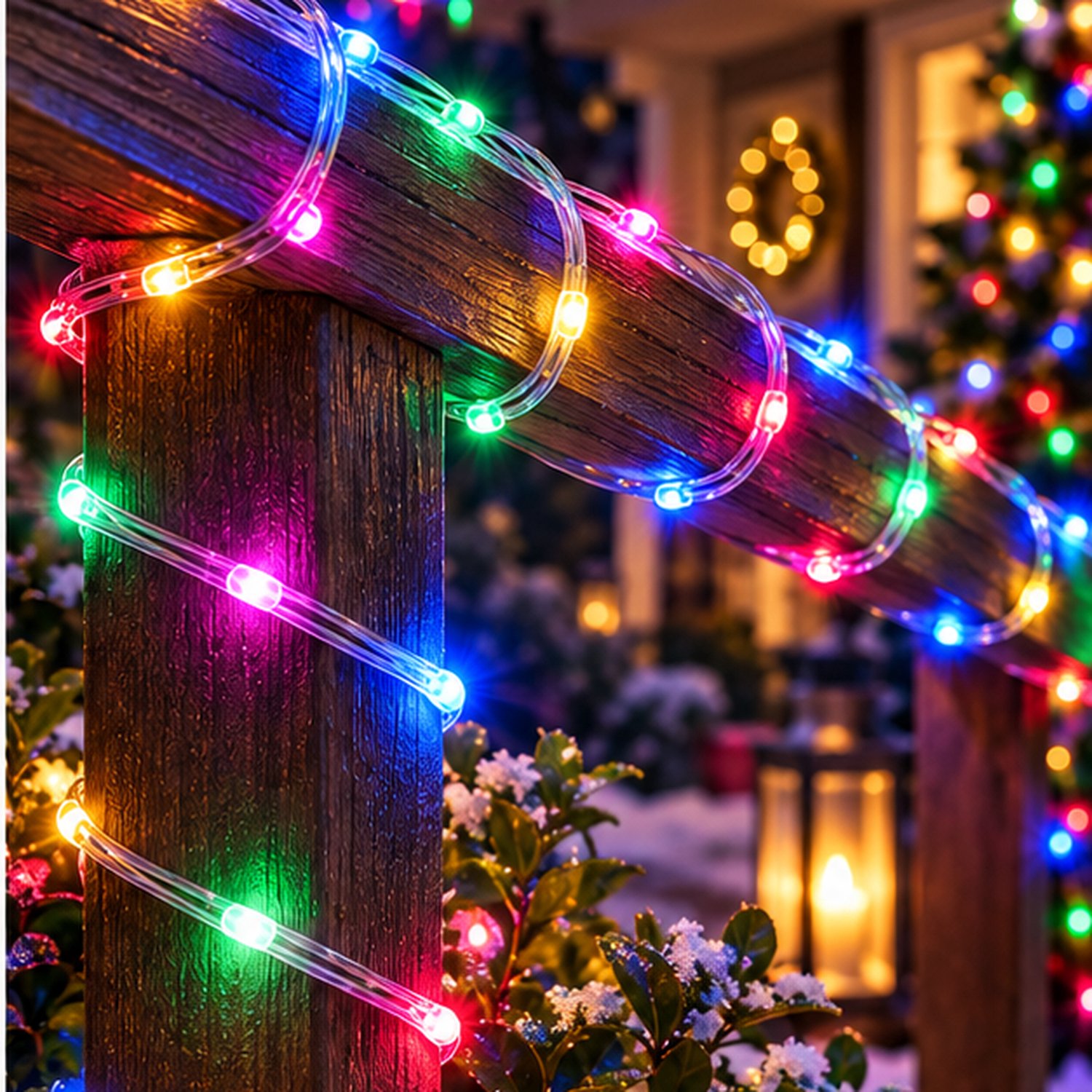 Rosnek Lichtsnoer Kerstverlichting 100 LED 10 m - Lichtslinger Buiten met IP44 Adapter - 8 Lichtstanden & Geheugenfunctie - Fairy Lights & Tuinverlichting voor Kinderkamer, Balkon & Feest - Multicolor