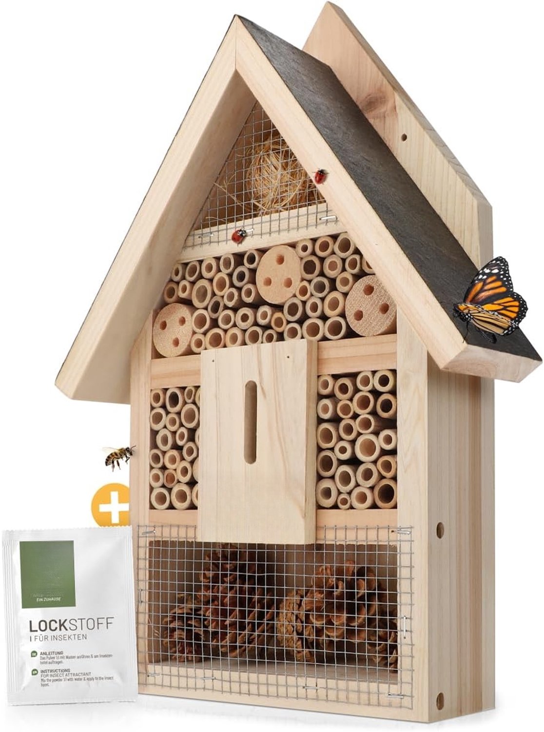 Zivano Insectenhotel - Insectenhotel Bouwpakket - Insectenhuis Vlinders - Bruin - 28cm x 10cm x 42cm