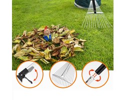 Telescopische Bladhark Met 15 RVS Tanden – Verstelbaar 37-207 cm En Anti-Vorming – Roestbestendig En Lichtgewicht – Voor Bladeren, Gras En Gazononderhoud – Vaderdagcadeau Voor Tuinliefhebbers