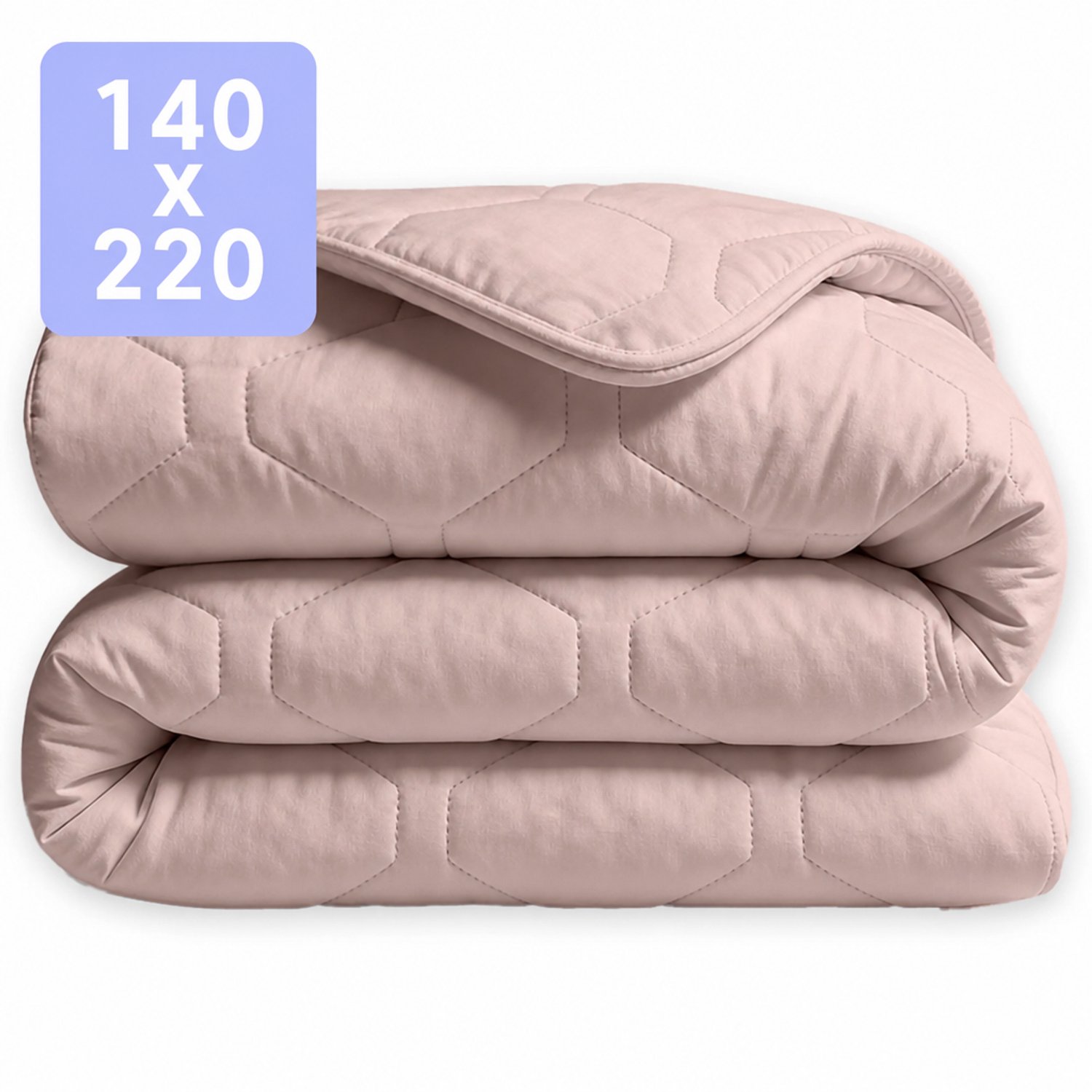 HappyBed Dekbed zonder overtrek 140x220 - 100% Katoen - Wasbaar Dekbed - Bedrukt dekbed zonder hoes - Hoesloos Dekbed - Eenpersoonsdekbed - Taupe