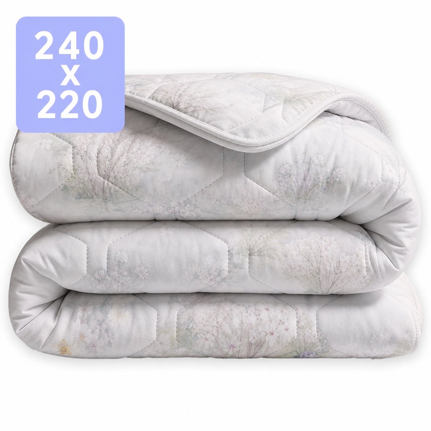 HappyBed Dekbed zonder overtrek 240x220 - 100% Katoen - Wasbaar Dekbed - Bedrukt dekbed zonder hoes - Hoesloos Dekbed - Lits Jumeaux - Flowers