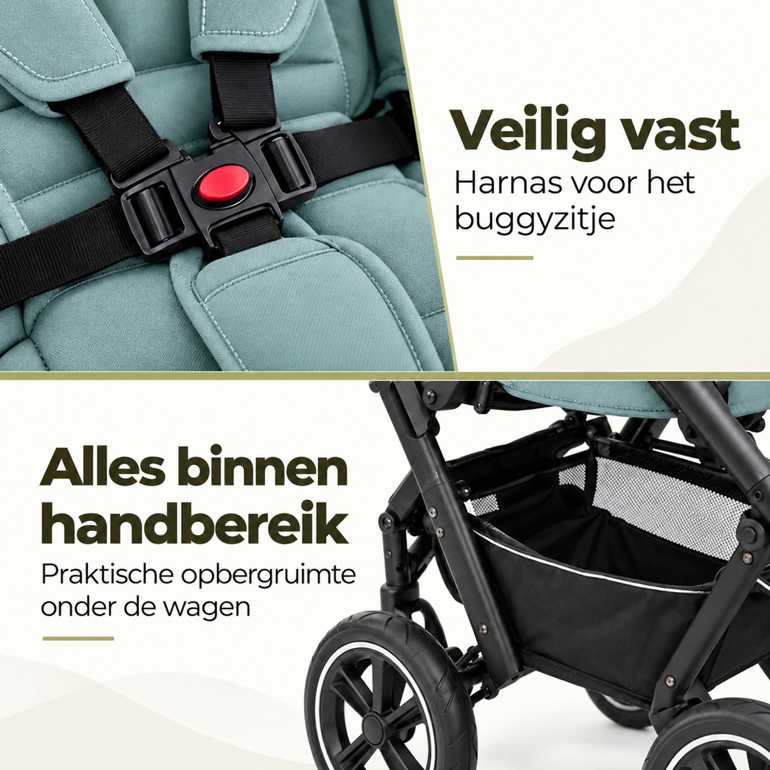 Lunola Mira - Kinderwagen 3-in-1 - Wandelwagen - Stroller - incl. autostoel - 0-20kg - XXL - Multifunctionele Buggy 3in1 - Groen thumbnail 2
