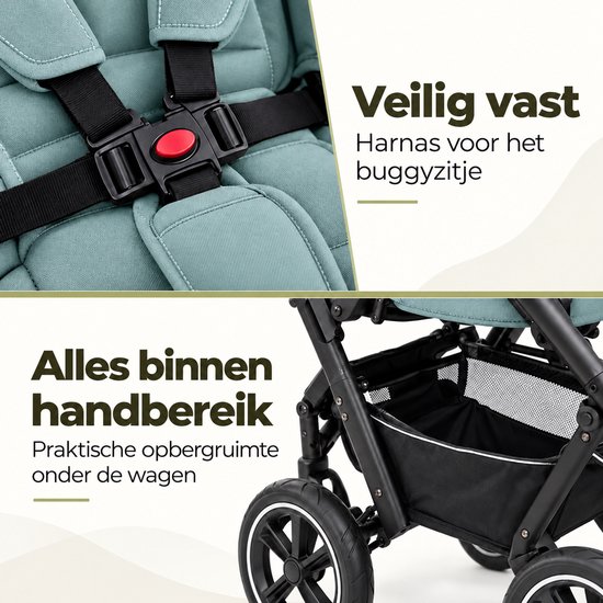 Lunola Mira - Kinderwagen 3-in-1 - Wandelwagen - Stroller - incl. autostoel - 0-20kg - XXL - Multifunctionele Buggy 3in1 - Groen — afbeelding 2