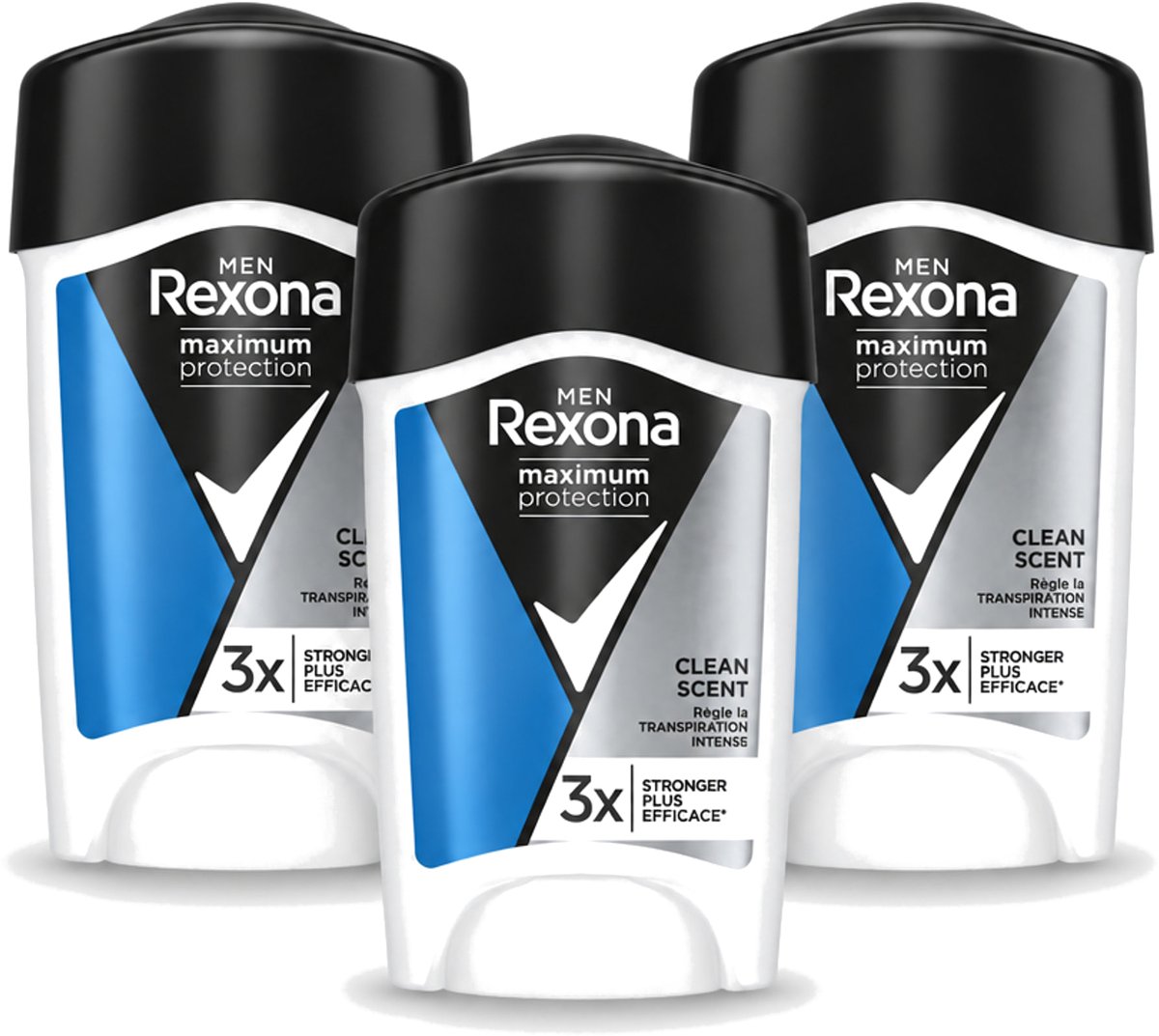 3 x Rexona Men – Anti-Transpirant Stick – Maximum Protection Clean Scent – 45 ml - Voordeelverpakking - 3 stuks