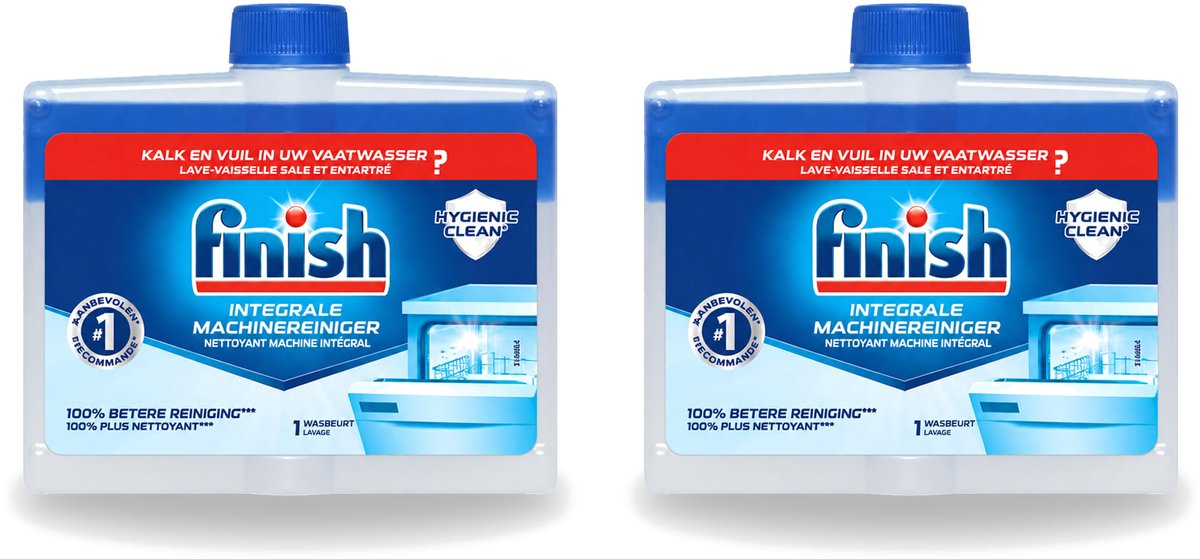 2 x Finish - Vaatwasreiniger - Grote Schoonmaak - Verwijdert Vet & Kalkaanslag - 1 Wasbeurt - Voordeelverpakking - 2 stuks