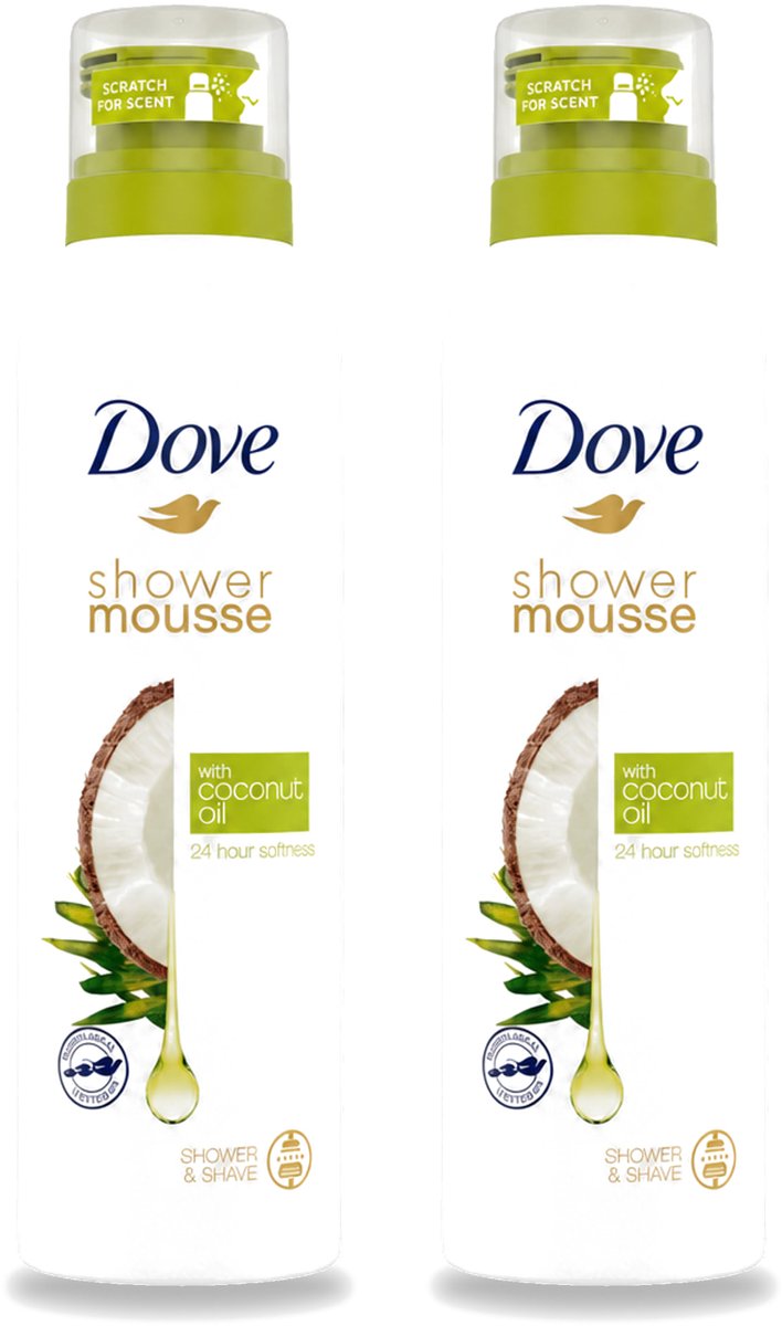 2 x Dove - Douchemousse - Coconut Oil - Voedend en verzorgend - 200 ml - Voordeelverpakking - 2 stuks