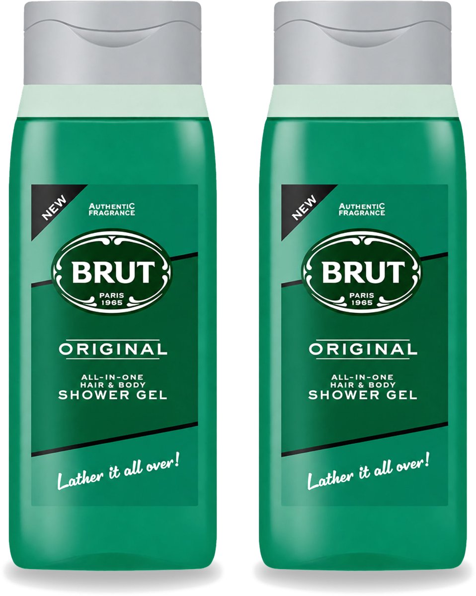 2 x Brut - Douchemiddel - All in One Haar en Body - Original - Verzorgend & Verfrissend - 500ml - Voordeelverpakking - 2 stuks