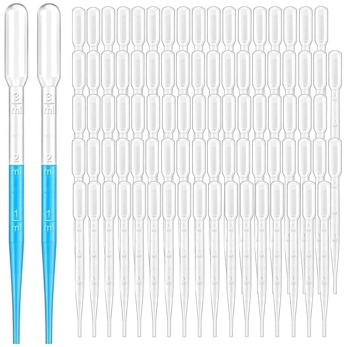150 stuks pipetten 3 ml gegradueerde transparante pipetten goede elasticiteit pipet kinderen smal mondstuk nauwkeurige - ShopVlot