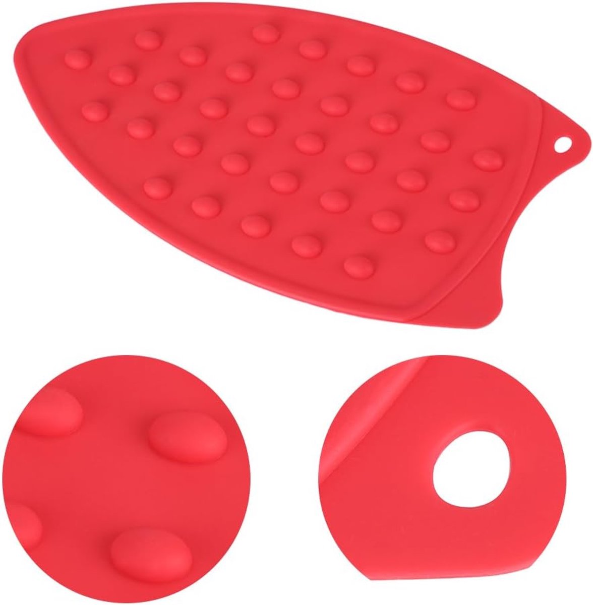 Dailygoods - Beugel voor Strijkijzer - Hittebestendig Silicone - Antislipzool - Rood - Compacte Opslag - Ideaal voor Plat IJzer
