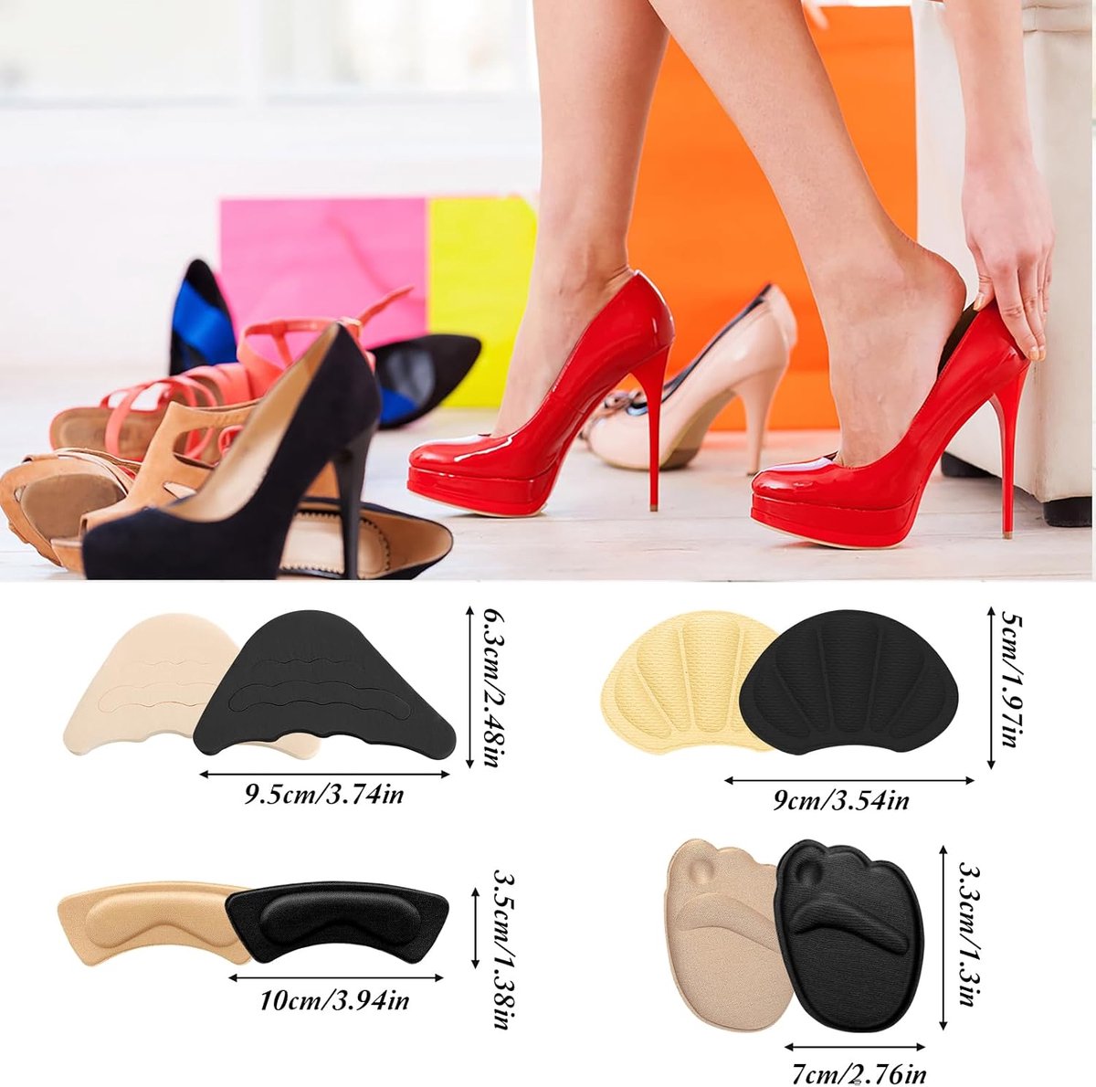 Dailygoods- Hielkussens Antislip - Hielbeschermers - Hielzooltjes - Schoeninlegzolen - Verstelbare Teenstoppers - Comfortabele Binnenzool