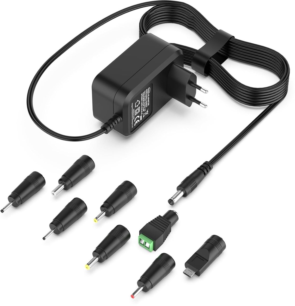 12V Power Supply 2A AC Adapter 200-240V to DC 12V 500mA 1000mA 1500mA 2000mA Plugs 5.5X 2.1mm with 8 DC Plug - ShopVlot