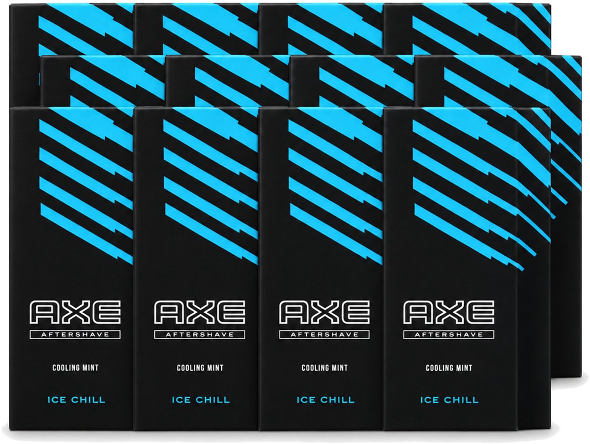 12 x Axe – Aftershave – Ice Chill – Cooling Mint – 100 ml - Voordeelverpakking - 12 stuks