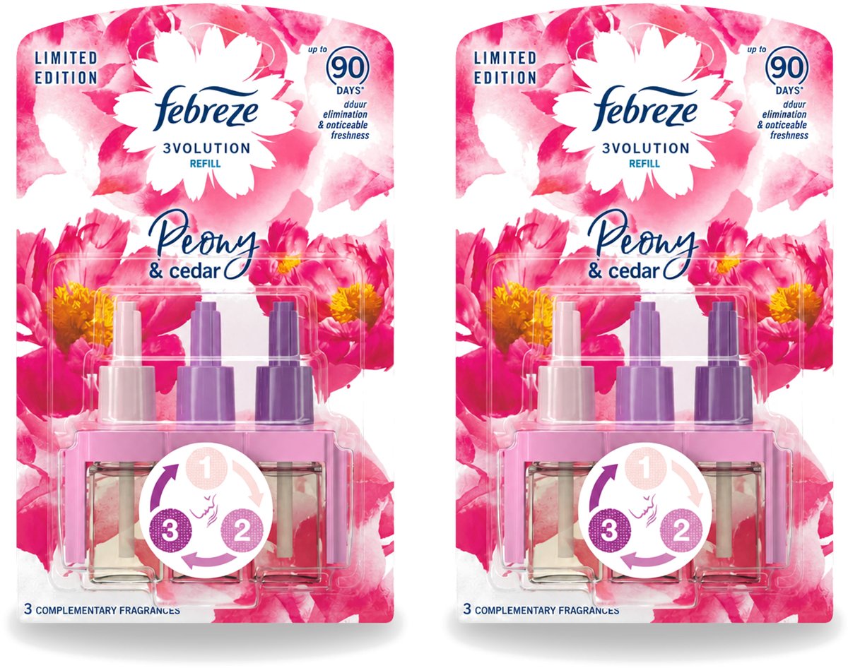 2 x Ambi Pur – Luchtverfrisser – 3Volution Peony & Cedar – Langdurig - Voordeelverpakking - 2 stuks