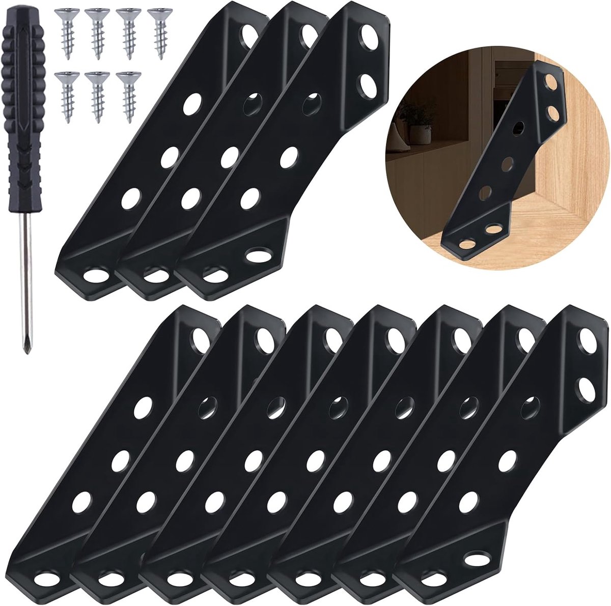 10pcs Universal Stainless Steel Furniture Corner Connector with Screws Corner Bracket Corner Bracket for Shelves - ShopVlot
