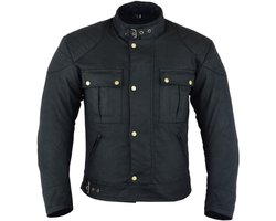 Katoen motorjas heren 4 seizoenen - Winter kort waterdichte motorjack met CE pantser (EN 1621-1) - Texpeed - Zwart - L