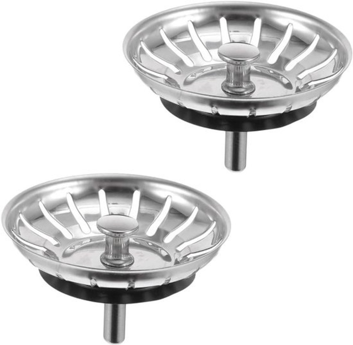Gootsteenafvoer - Afvoerplug - Voor keukenorganisatie - Efficiënte waterafvoer - 2 stuks - Zilver