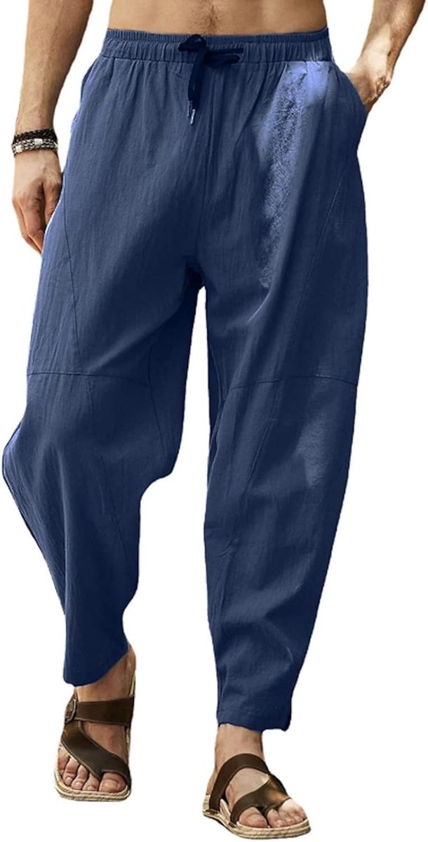 Broek voor heren, casual yoga strandbroek, trekkoord elastische taille broek voor heren