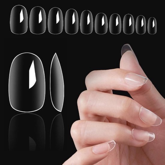 600 PCS korte ovale nep nagels - Duidelijke acrylnageltips - Voor nail art - Transparant, 10 maten