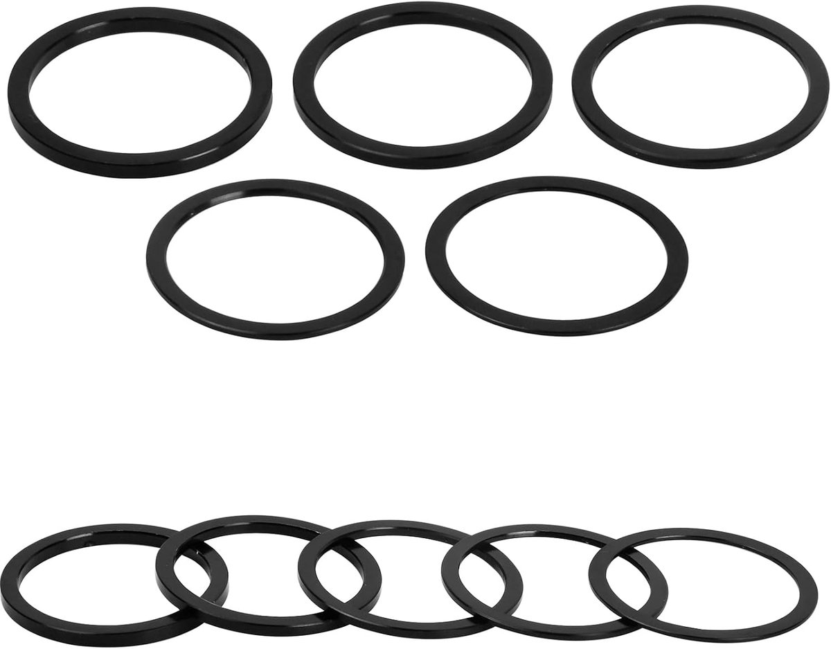 10 stuks fiets trapas spacer, fiets headset spacer, vliegwiel hub wasmachine, fiets stuurpen spacers voor racefiets mountainbike 1mm/1.5mm/2mm/2.5mm/3mm (zwart)