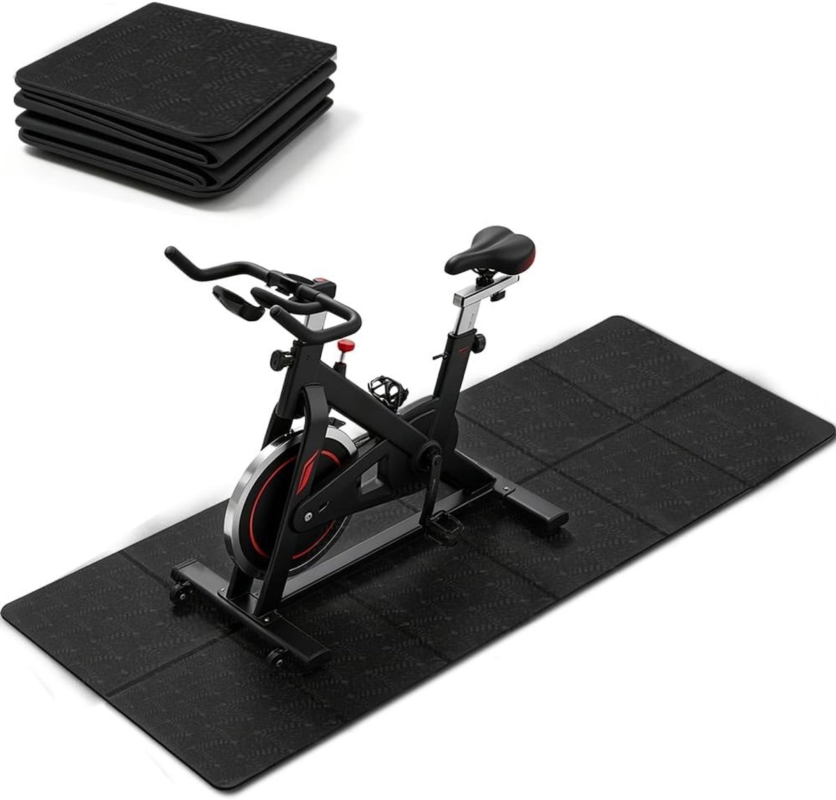 Vloermat voor Fitnessapparatuur, 72 x 24 Inch, Opvouwbaar, Geluiddempend en 6 mm Dikte voor Loopband, Fietstrainer en Gymgebruik