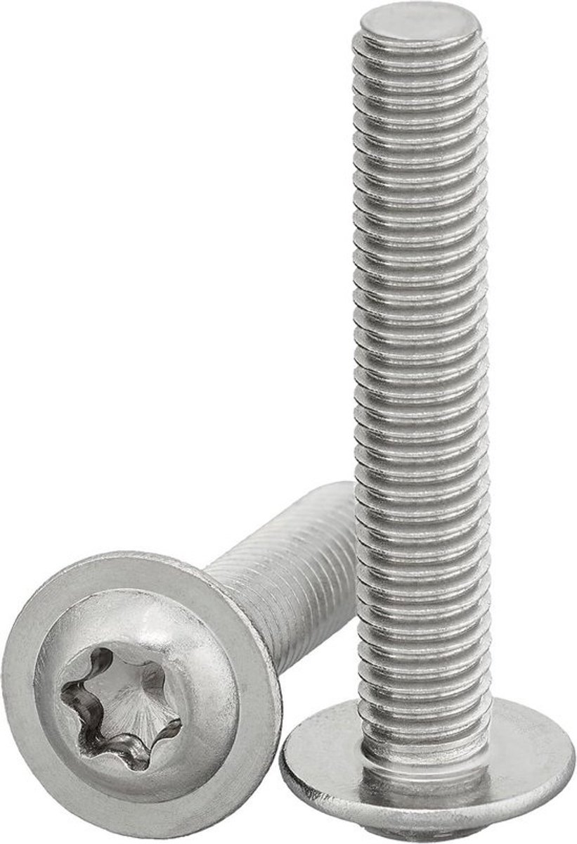 RVS-flensschroeven met Torx/Inbus-aandrijving - ISO 7380-2 - Volledige schroefdraad