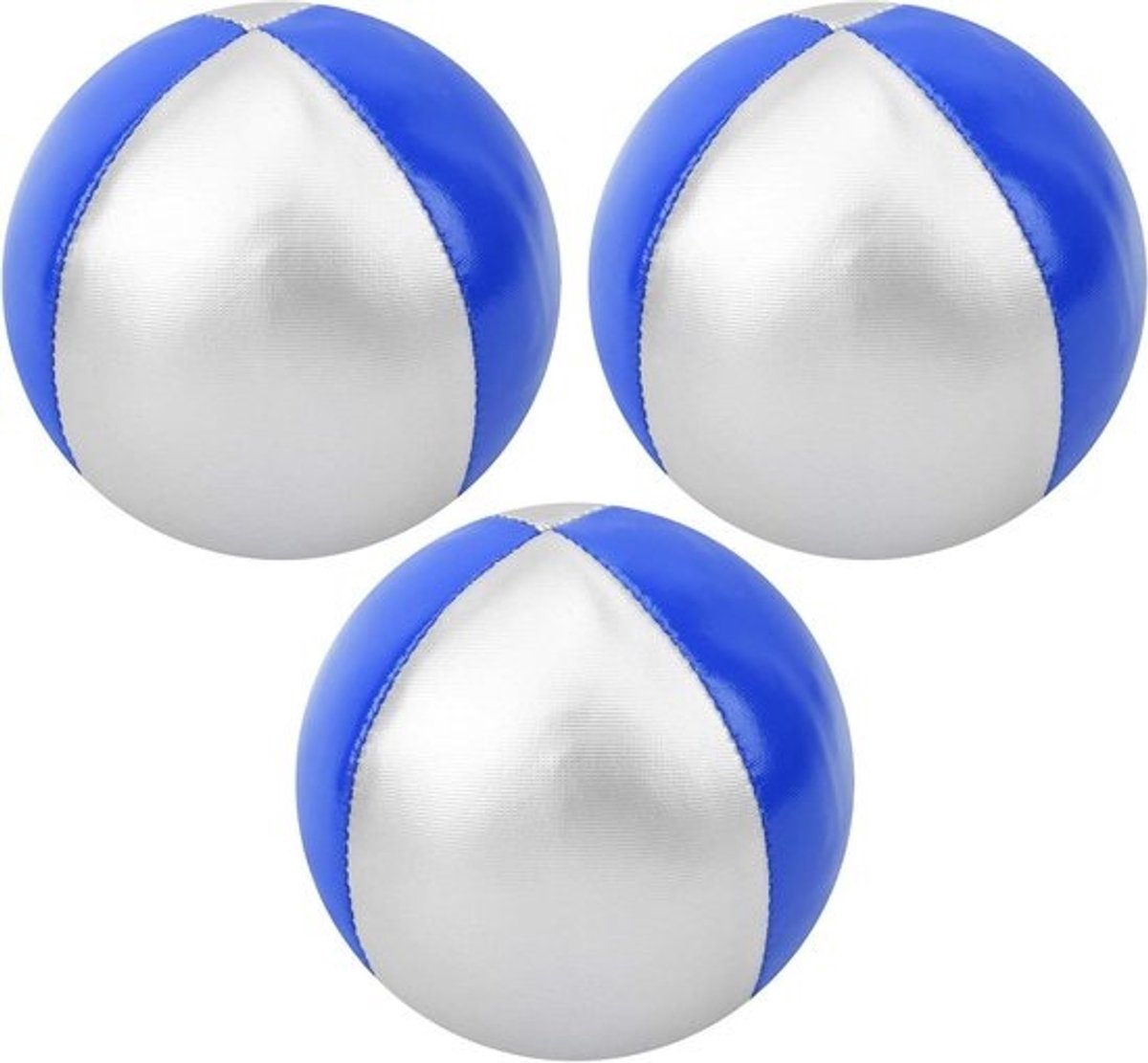 Set jongleerballen - Balansballen - Voor coördinatieoefeningen - Zacht PU-leer - 3 stuks - Blauw/zilver