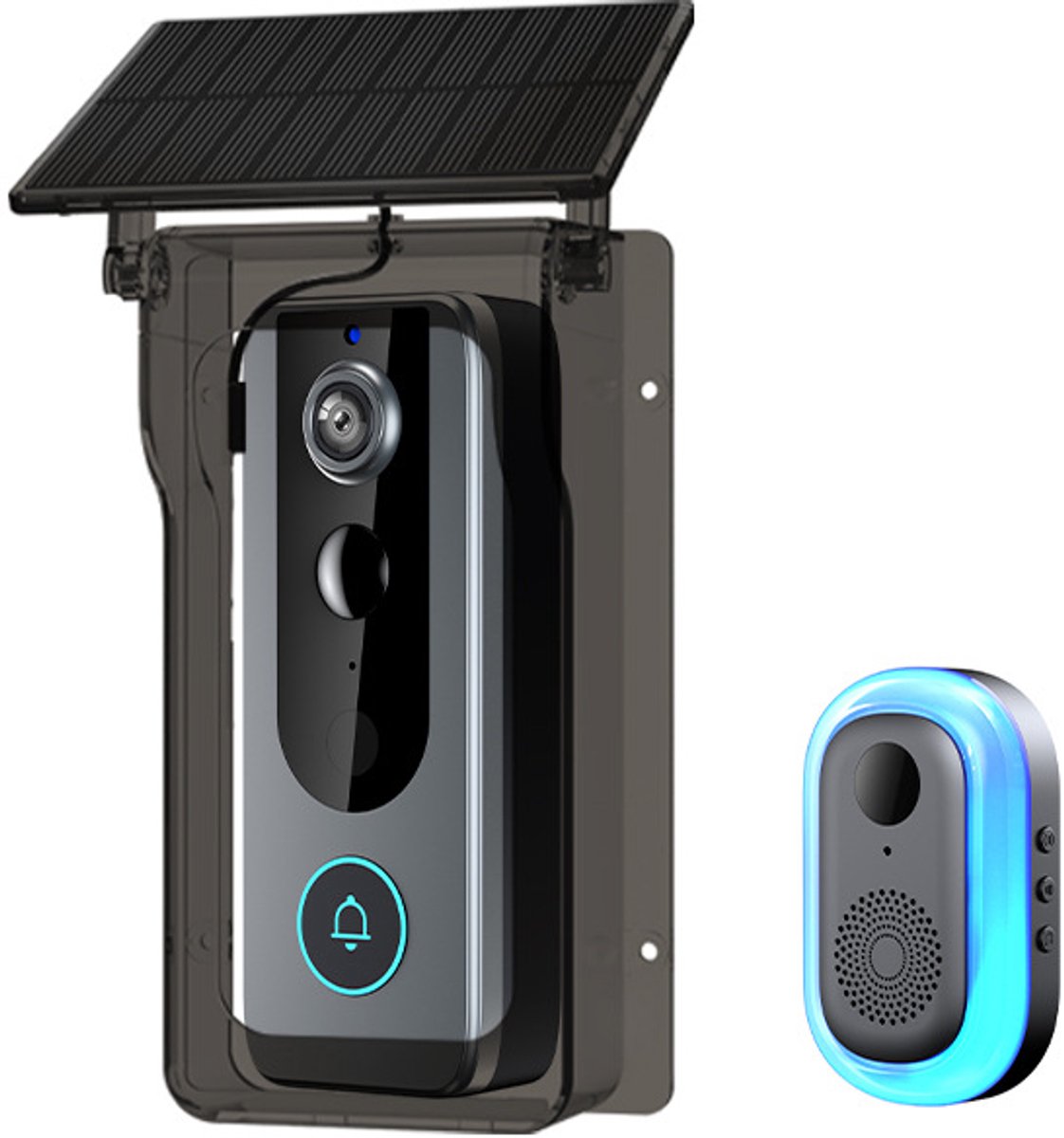YAGXIG Draadloze videodeurbel – 2K HD-video – Tweewegaudio – Opladen via USB-C – Waterdicht – Nachtzicht – PIR-bewegingsdetectie – Zwart