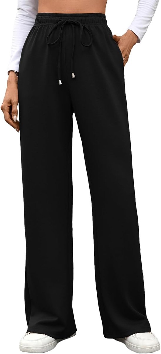 Casual losse broek met elegant trekkoord met zakken rechte joggingbroek met wijde pijpen lente herfst joggen