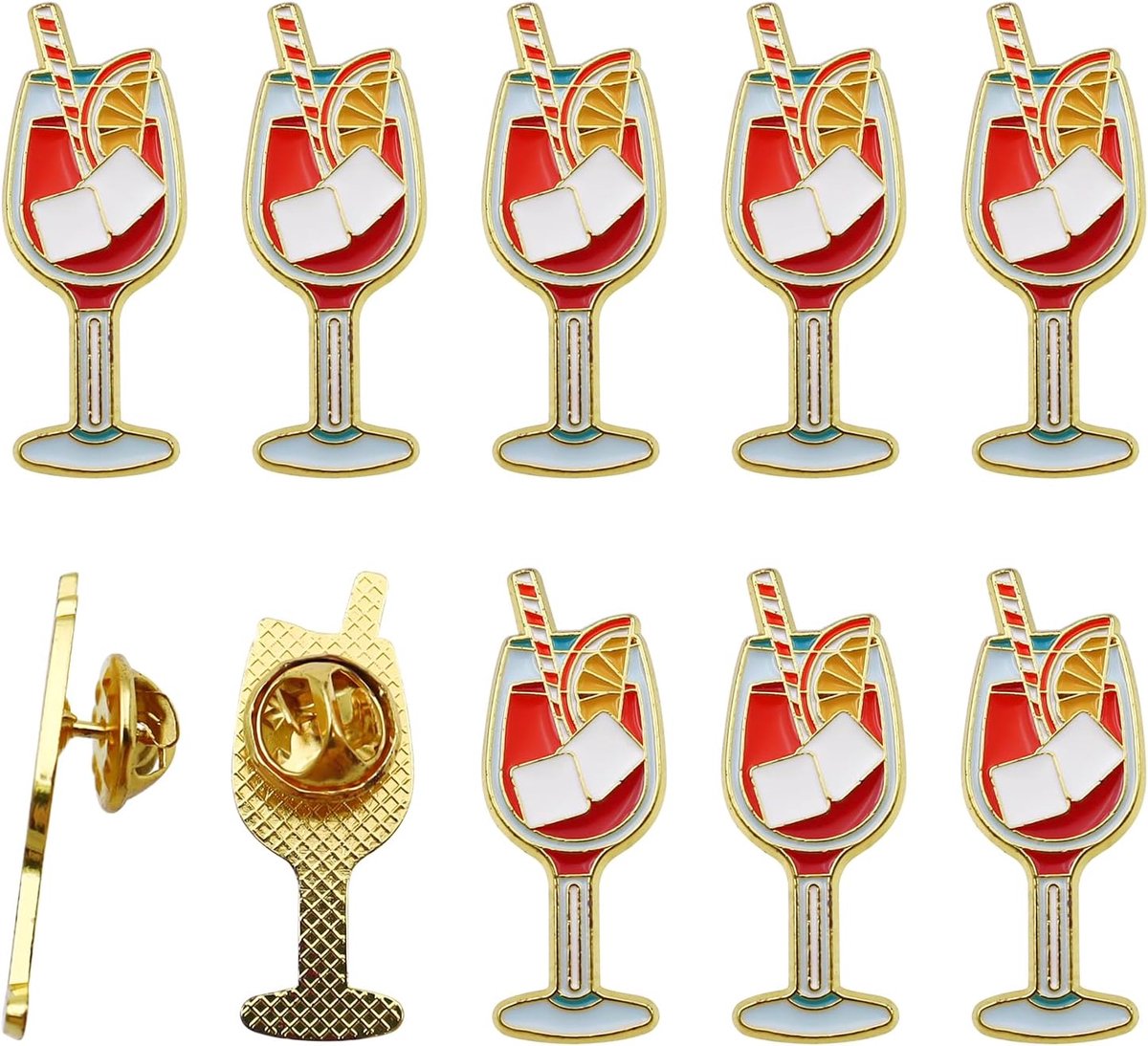 Brochespeldjes 3.4 × 1.3 cm, Emaille Speldjes in Drankstijl, Veelzijdige Broches, Mini-Wijnglaasjes voor Tassen, Petten, Jassen, Kleding, Mode en Cadeau.