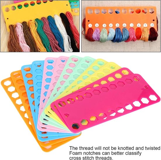 12-delige Organiser voor Borduurdraden, Kleurcodeerbare Plastic Spoelen met 20 Gaten, Ideaal voor Handwerk en Borduurprojecten — afbeelding 4