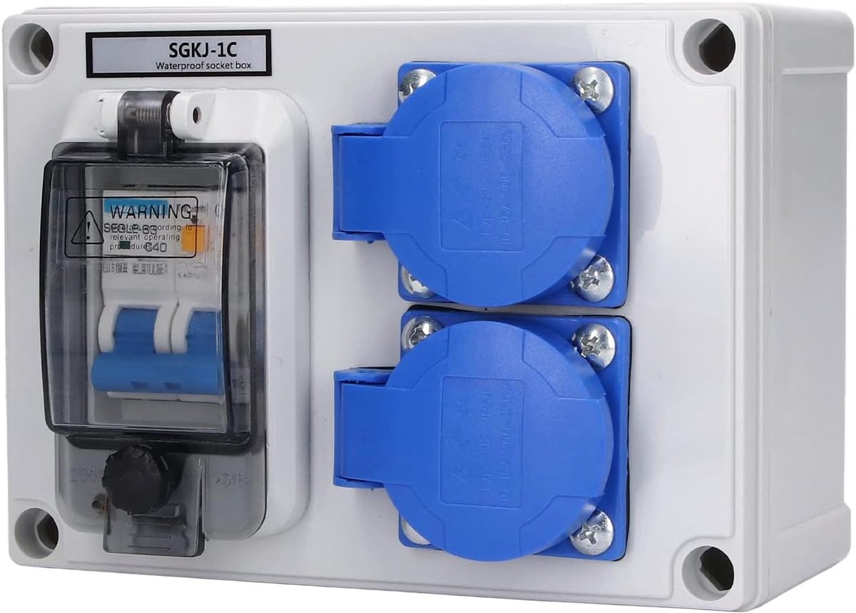 Stopcontact, eenvoudig te installeren stopcontact met 230V 40A 1P+N aardlekschakelaar voor binnen voor buiten
