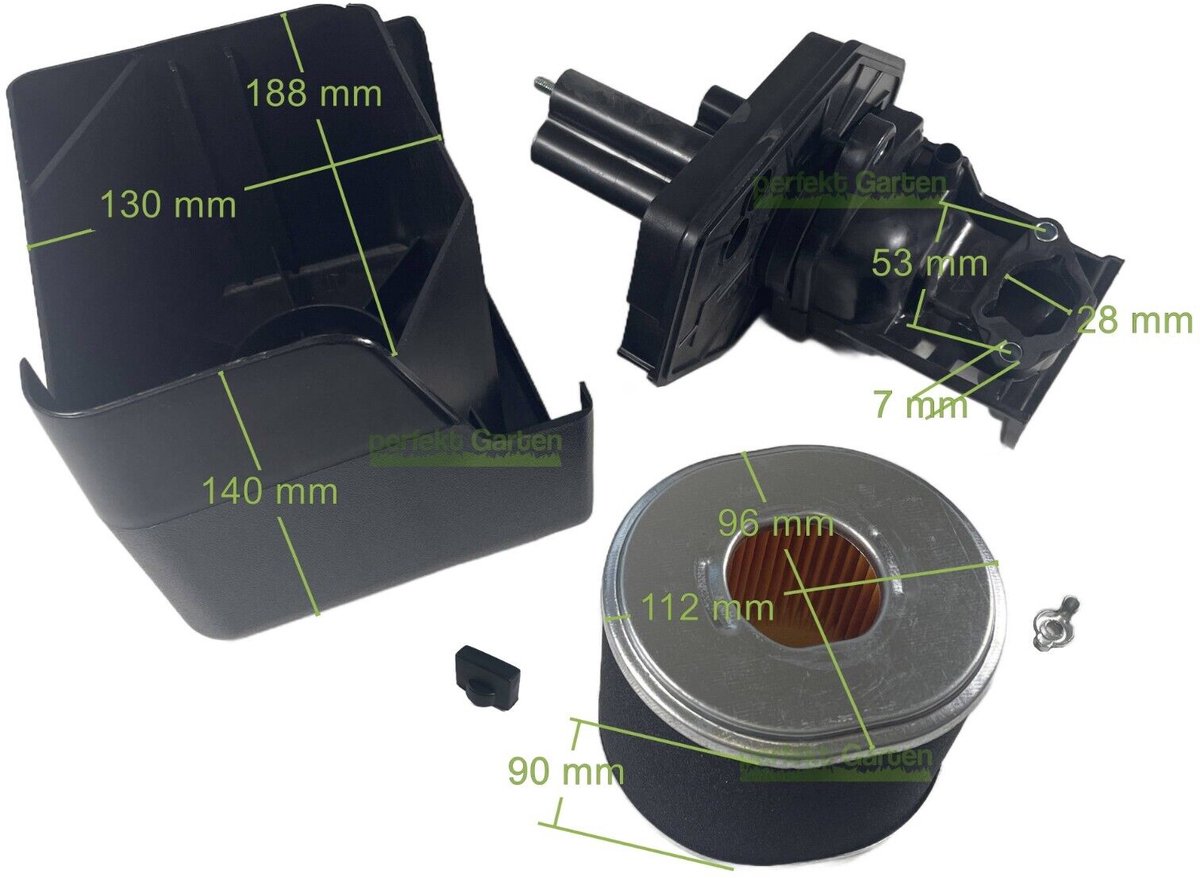 Luchtfilterbehuizing + luchtfilter voor Honda-motor 11, 13, 15 PS GX340, GX390, GX420