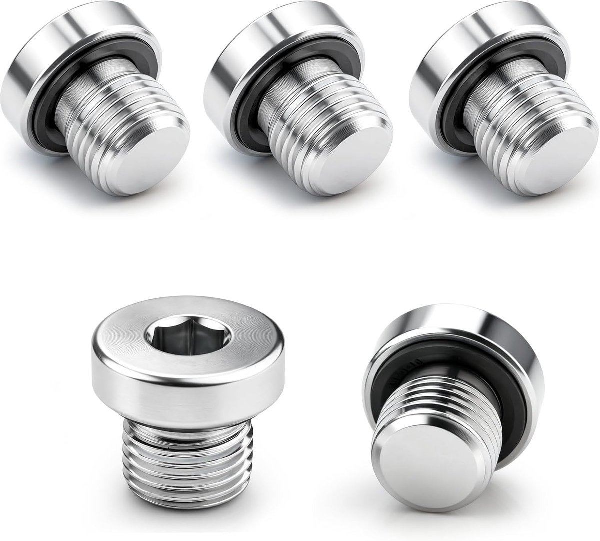 5 Stks Inner Hex Head Pijp Fitting Plug G1/8 Inch Metrische Pijp Plug Fitting met 5 Stks Zwarte Rubber Afdichtingen voor Water Lucht en Verwarming Lijnen in Industrie