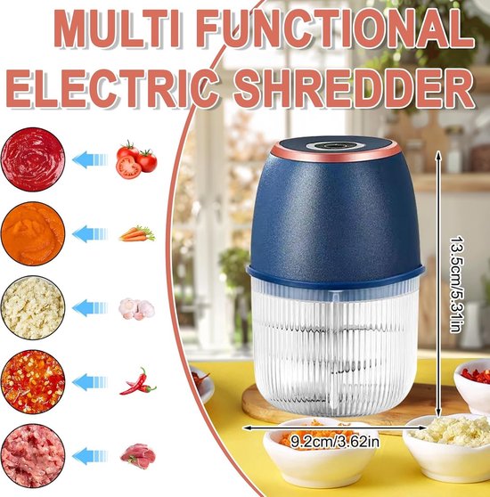 Draagbare Elektrische Mini Hakker 350 ml voor Uien, Fruit, Noten, Vlees en Knoflook met USB Aansluiting en Compact Ontwerp — afbeelding 5