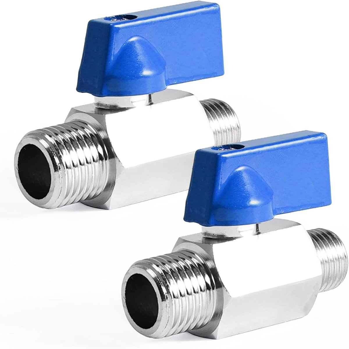 2Pcs Ball Valve, 3/8 Inch AG x 3/8 Inch AG Mini Ball Valve, G3/8 Inch Brass Mini Ball Valve, Shut-off Switch with Blue - ShopVlot