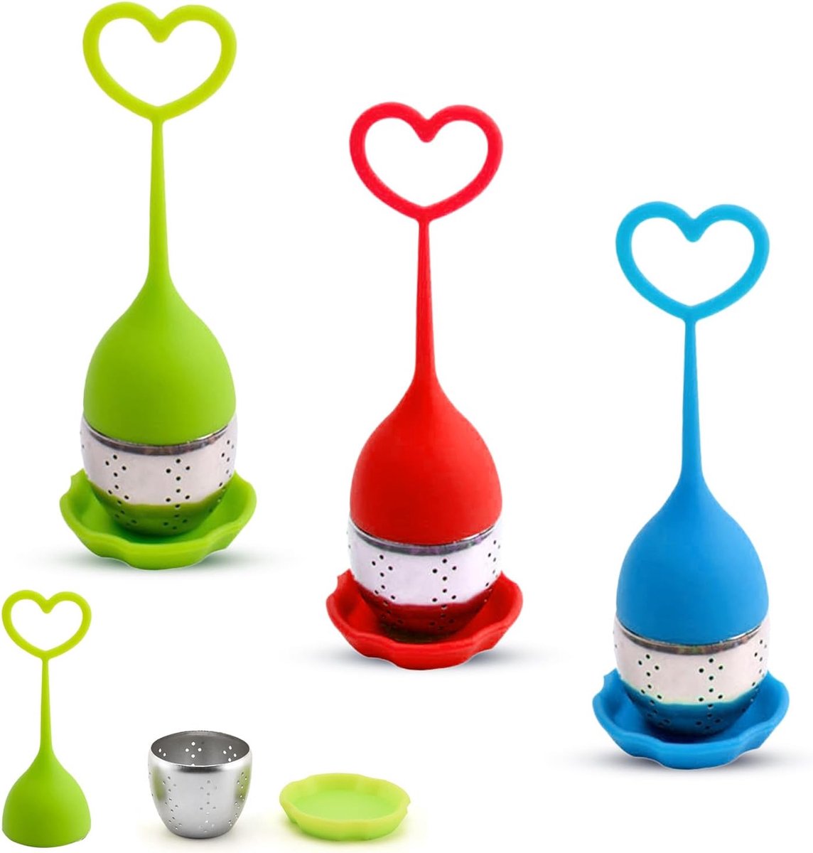 FEMONGIA Tea Infuser Pack of 3 Tea Infuser with Silicone Handles (Not Hot) Tea Infuser Tea Infuser Tea Infuser Easy to - ShopVlot