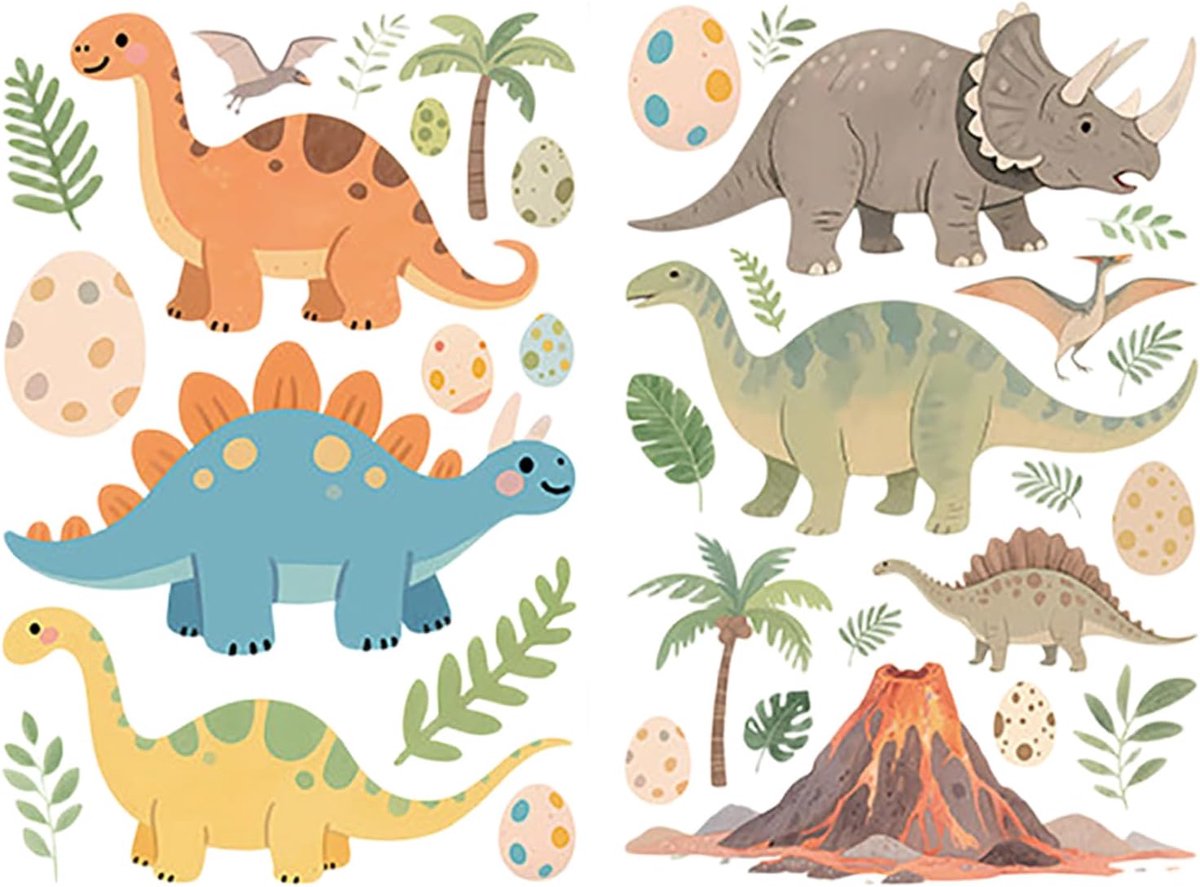Wandstickers kinderen - Vinyl dinosaurussen - Veilig en duurzaam - Perfect voor kinderkamers - ShopVlot