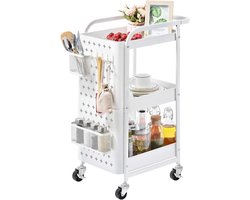Mobiele opslagwagen 3 laags - metalen rek met wielen - ideaal voor keuken en huis - KINGRACK