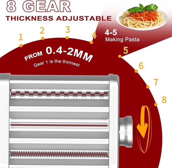 Pasta Accessoire voor KVC/KVL - RVS - Spaghetti- en Fettuccine Cutter - Maak verse pasta thuis — afbeelding 3
