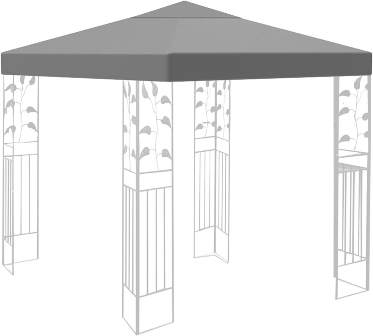 SnelShoppen - Vervangend Dak Paviljoen 3x3 m Waterdicht Stabiel Winterbestendig 160 g/m² Grijs Enkel Dak Tuinpaviljoen Vouwpaviljoen Stormbestendig Pa