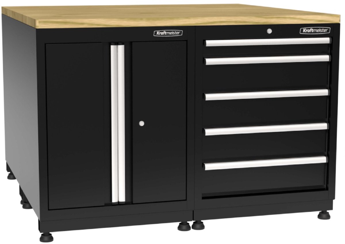 Kraftmeister Pro werkplaatseiland Phillip Island eiken zwart