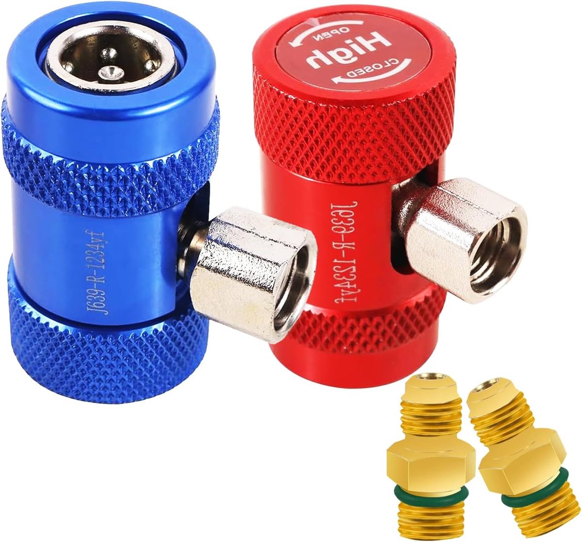 Quick release adapter R1234yf - 2 stuks - hoog/laag druk - duurzame messing kwaliteit - eenvoudig te gebruiken - ShopVlot